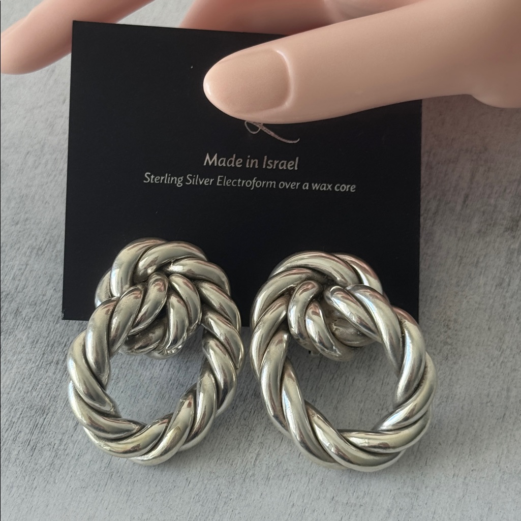 E&L Israel Sterling Silver Cable Electroform Earrings 2